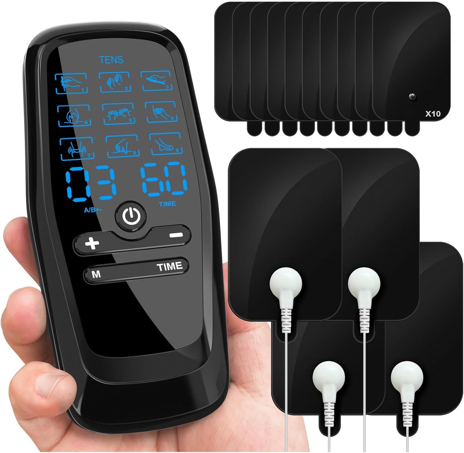 Dual Channel TENS Unit Muscle Stimulator with 10-Pad Set for Pain Relief | FSA-HSA Eligible, Rechargeable Electronic Pulse Massager with 9 Modes, 30 Levels,