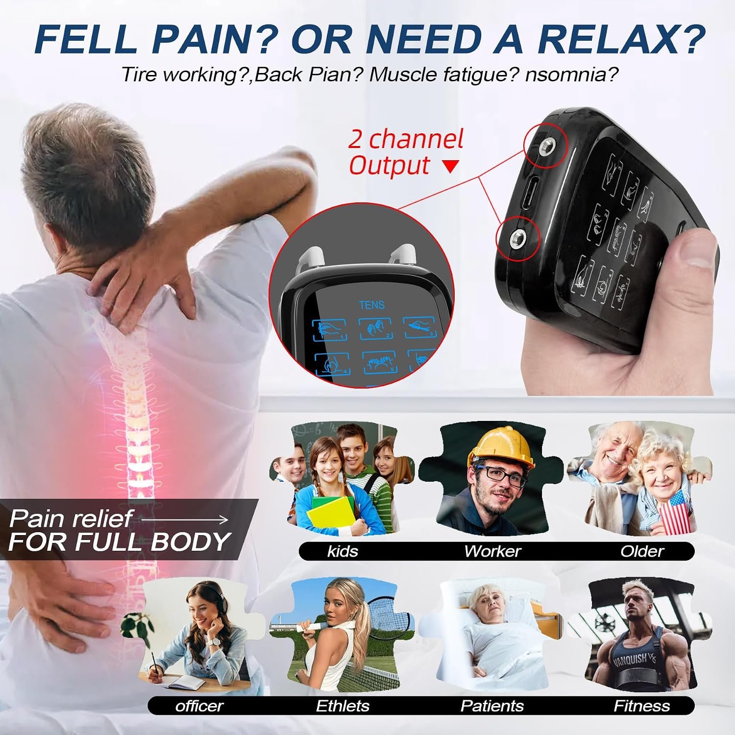 Dual Channel TENS Unit Muscle Stimulator with 10-Pad Set for Pain Relief | FSA-HSA Eligible, Rechargeable Electronic Pulse Massager with 9 Modes, 30 Levels, - Image 10