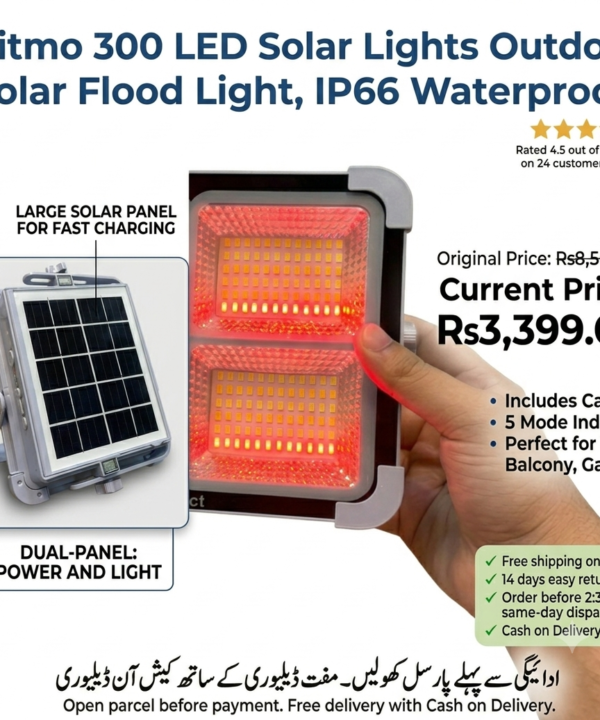 Ritmo ZL-A7 Emergency Solar Outdoor LED Light – 300 COB Flood Light with 4800mAh Power Bank, IP66 Waterproof & Emergency Red Flash - Image 4