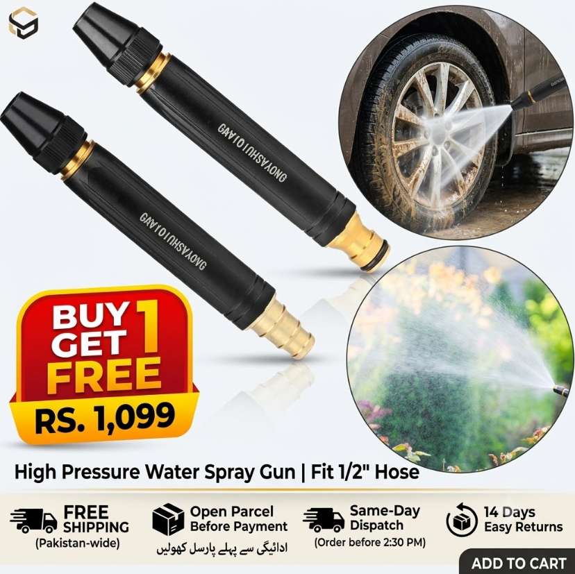 Buy 1 Get 1 FREE High Pressure Water Spray Gun Nozzle for 1/2" Hose Pipe, Car & Bike Wash Nozzle Spray Water Gun