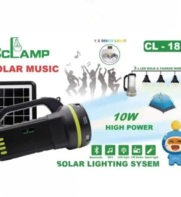 Solar Lighting System hiking lanterns Bluetooth MP3 LED Light FM Radio Flashlight Bulb 10W High Power Mobile Charging Midnight Black - Image 7