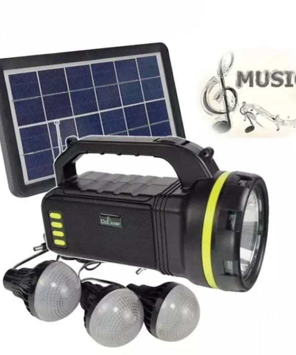 Solar Lighting System hiking lanterns Bluetooth MP3 LED Light FM Radio Flashlight Bulb 10W High Power Mobile Charging Midnight Black - Image 3