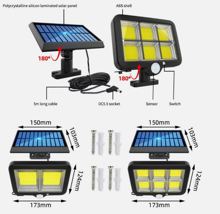 Solar Flash Security Light, Wall Lights Outdoor Flood Light Waterproof, Up to 10 Hours Illumination - Image 7