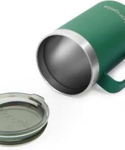 Premium insulated 18 oz stainless steel coffee mug with handle, travel camping mug with Tritan lid, Forest Green color - Image 7