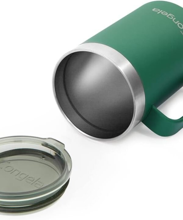 Premium insulated 18 oz stainless steel coffee mug with handle, travel camping mug with Tritan lid, Forest Green color - Image 7