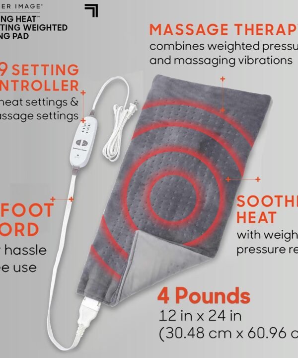 Sharper Image Calming Heat Weighted Massaging Heating Pad 12 x 24 Inch - Image 4