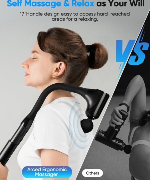 Deep Tissue Massage Gun with Extended Handle – 4 Heads, Adjustable Speed - Image 2