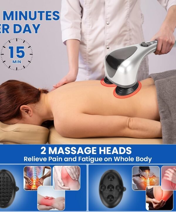 Electric Dual Head Heated Body Massager for Back, Shoulders & Legs - Image 5