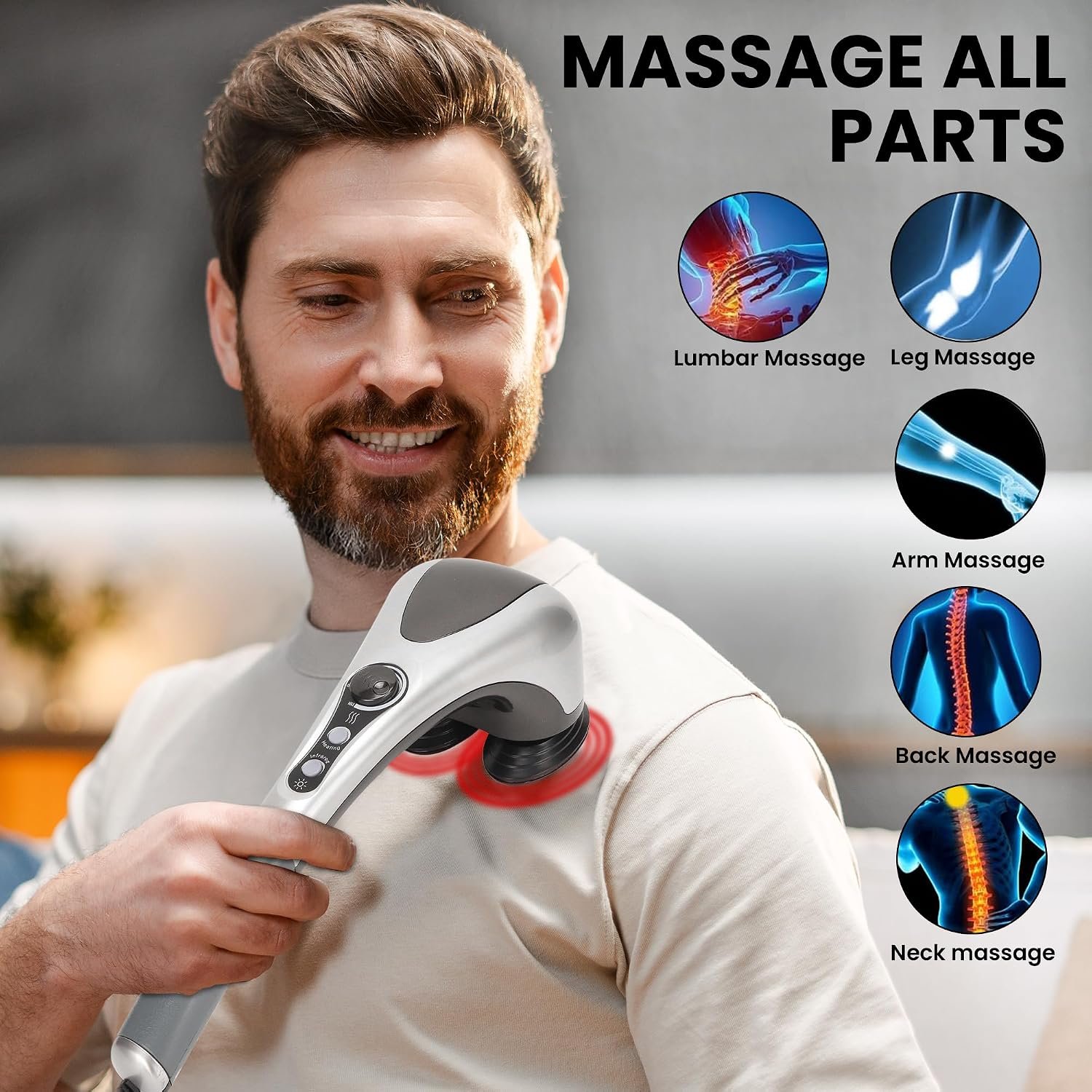 Electric Dual Head Heated Body Massager for Back, Shoulders & Legs - Image 4