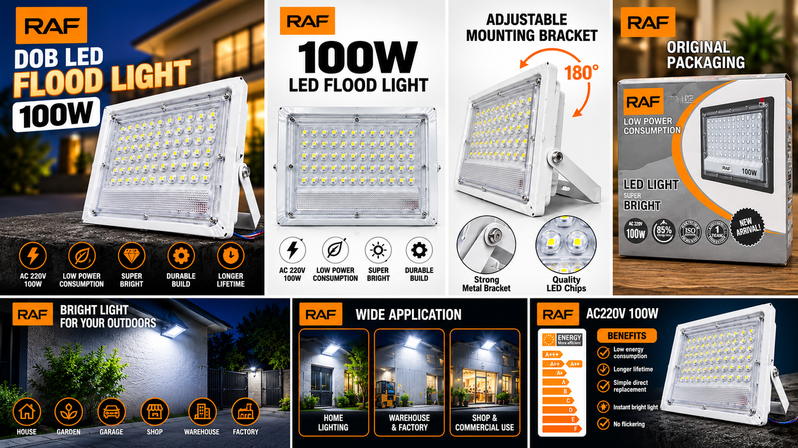 RAF 100W LED Flood Light – High Brightness Outdoor Security Light - Image 11