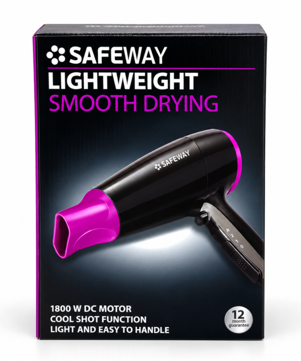 SAFEWAY 1800W Lightweight Hair Dryer with Cool Shot Function - Image 6